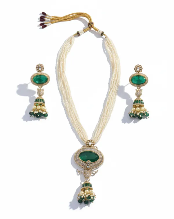 Green_Brass_Necklace_Set_For_Women